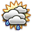 light rain, mostly cloudy
